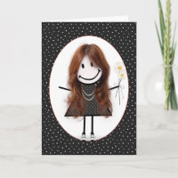 Menina de palito de aniversário para amiga