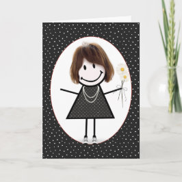 Cartão Menina de palito de aniversário para amiga