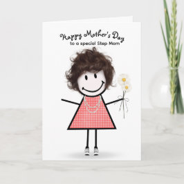 Cartão Menina de Palito Dia das Mães para Madrasta