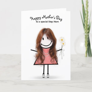 Cartão Menina de Palito no Dia das Mães para a Madrasta