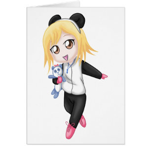 Cartão Menina de Panda Bonita