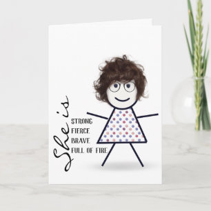 Cartão Menina de Pau com Cabelo para a Mamãe