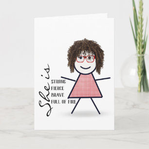 Cartão Menina de Pau com Cabelo Para Irmã