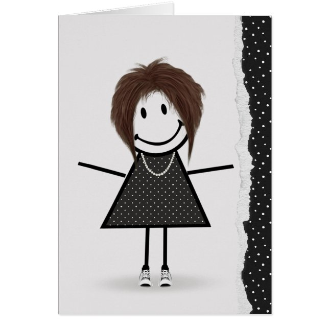 Cartão Menina de Pau com Tênis de Aniversário (Frente)