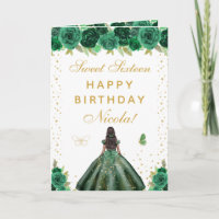 Menina de Pele Morena Floral Verde Doce Dezesseis