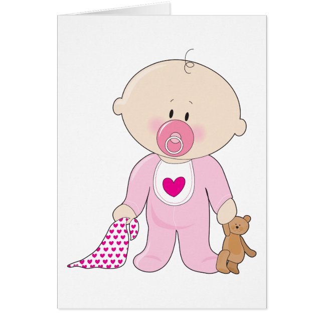 Cartão Menina de Soother do bebê (Frente)