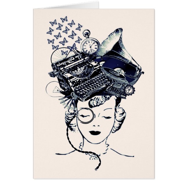 Cartão Menina de Steampunk (Frente)