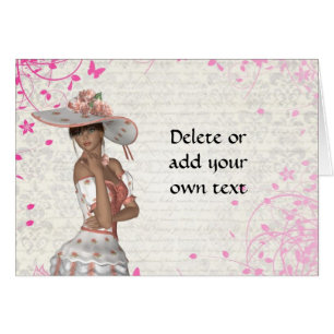 Cartão Menina de verão rosa