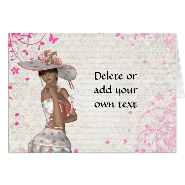 Cartão Menina de verão rosa (Frente Horizontal)