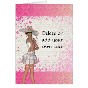 Cartão Menina de verão rosa
