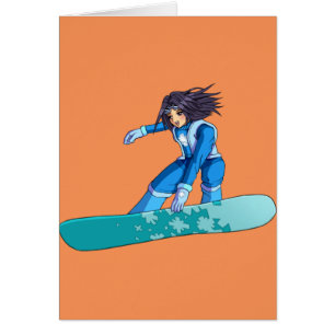 Cartão Menina do Snowboarder de Manga