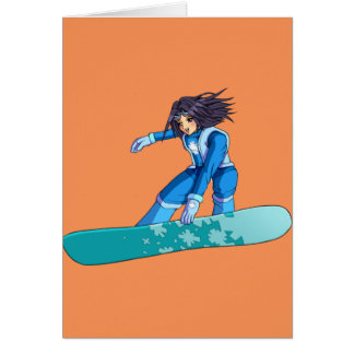 Cartão Menina do Snowboarder de Manga