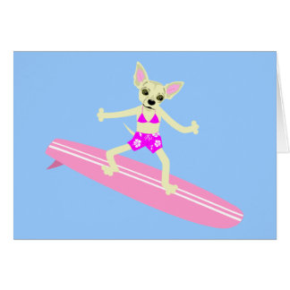 Cartão Menina do surfista de Longboard da chihuahua