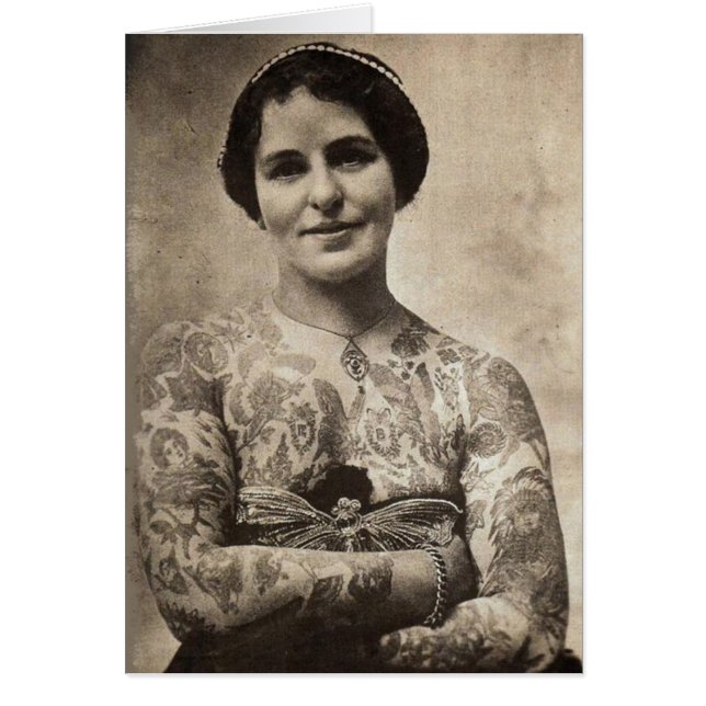 Cartão Menina do tatuagem da borboleta (Frente)