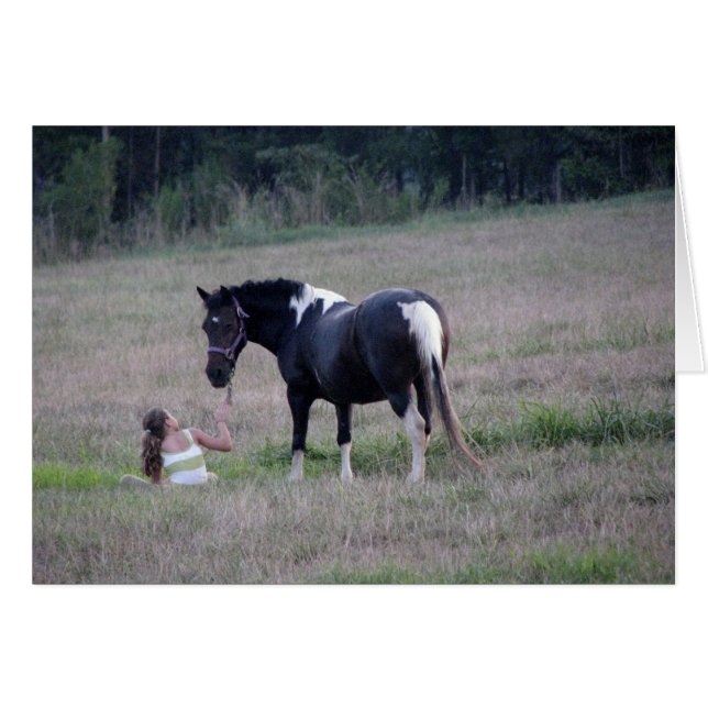 Cartão menina e cavalo (Frente horizontal)