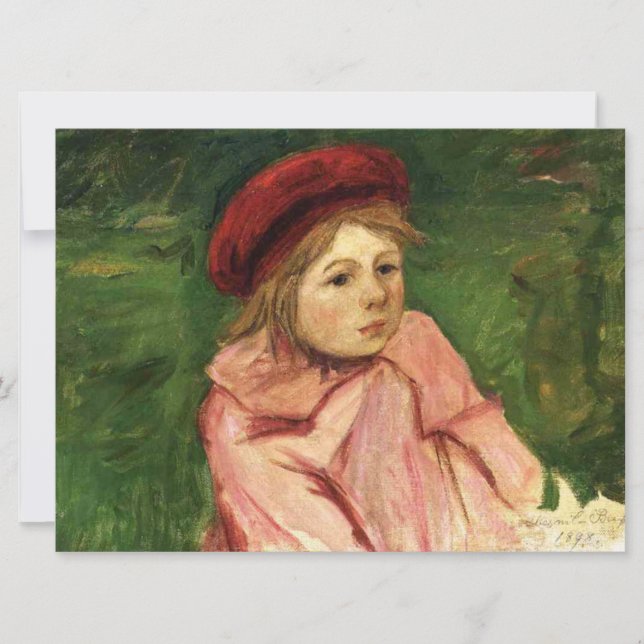 Cartão Menina em um Berete Vermelho (Frente)