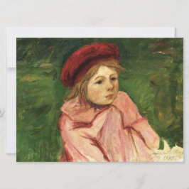 Cartão Menina em um Berete Vermelho