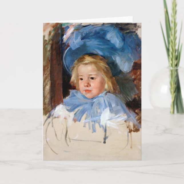 Cartão Menina em um Bonnet Azul, Mary Cassatt (Frente)
