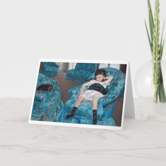 Cartão Menina em uma cadeira azul, Cassatt (Frente)