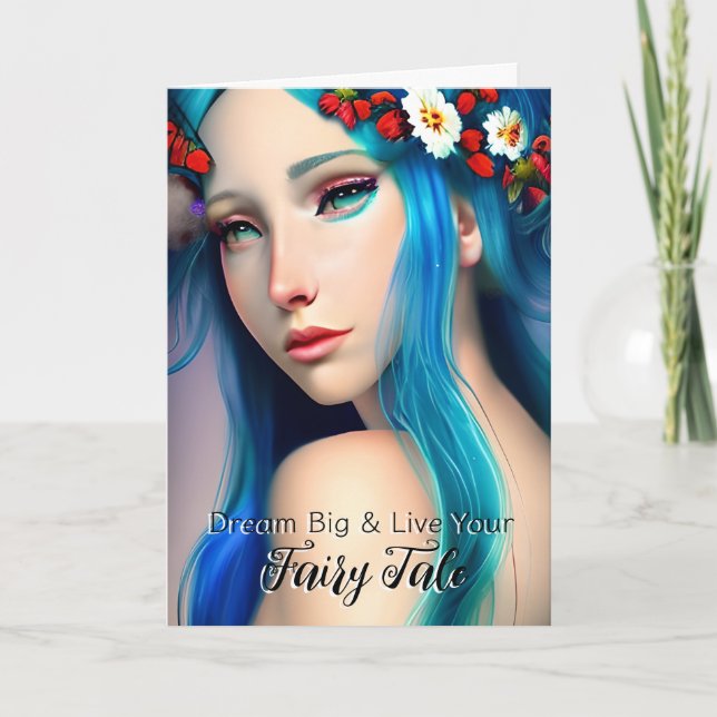 Cartão Menina Encantada bonito com Flores | Fadas (Frente)