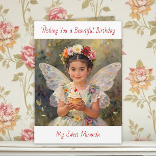 Cartão Menina Fada Doce   Aniversário Personalizado