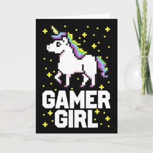 Cartão Menina Gamer Fofa Unicórnio Arco-íris Galáxia Vide