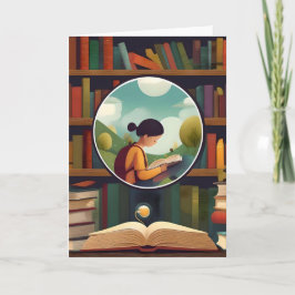 Cartão Menina lendo.
