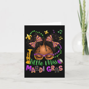 Cartão Menina Mardi Gras Afro Messy Bun Girls Kids N