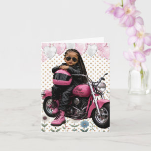 Cartão Menina Negra Tranças Longas Ruim até os Ossos Aniv
