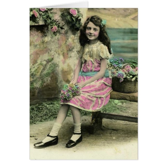 Cartão Menina no banco (Frente)