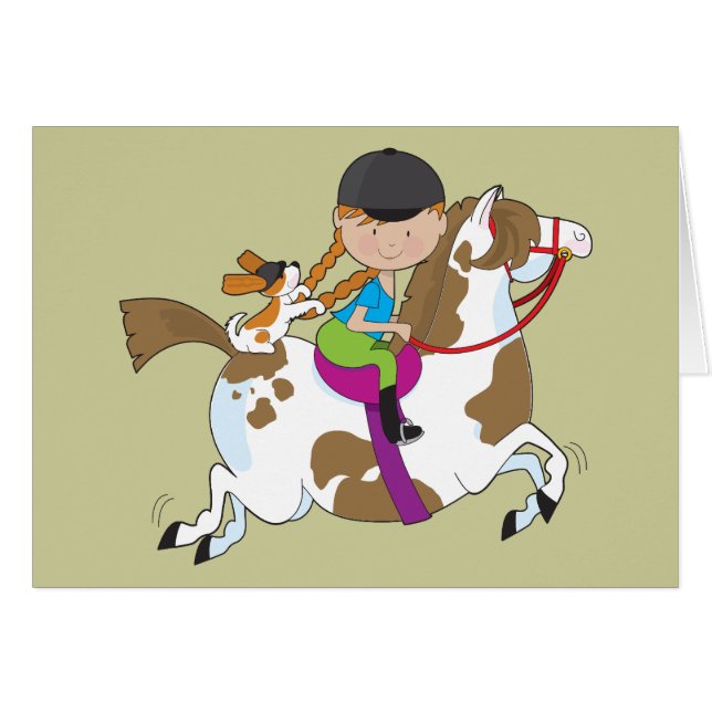 Cartão Menina no cavalo (Frente Horizontal)