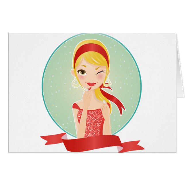 Cartão Menina no vermelho (Frente Horizontal)