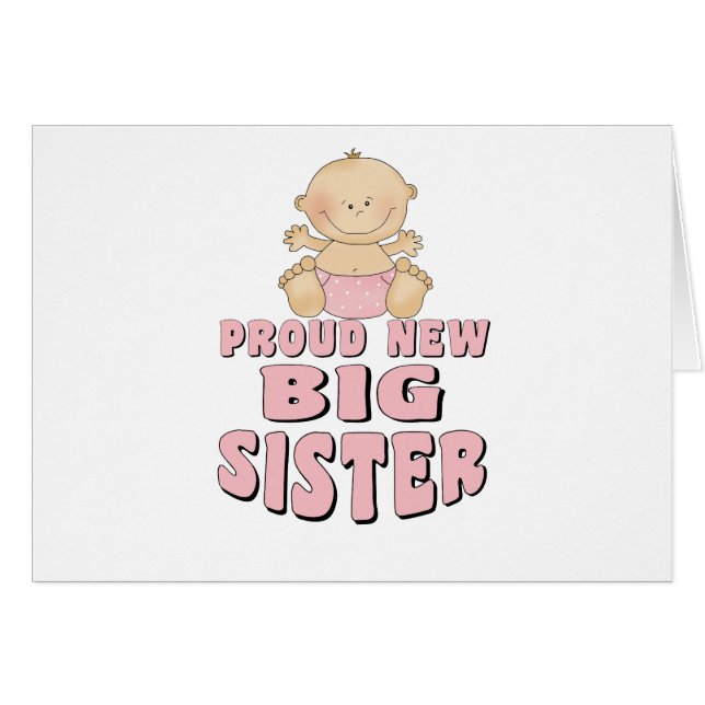 Cartão Menina nova orgulhosa da irmã mais velha (Frente Horizontal)