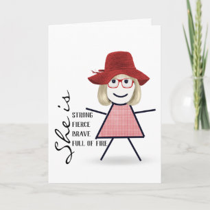 Cartão Menina Palito com Chapéu Vermelho