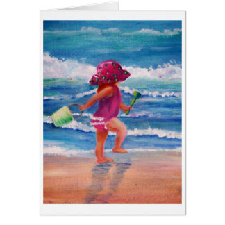 Cartão Menina pelo oceano