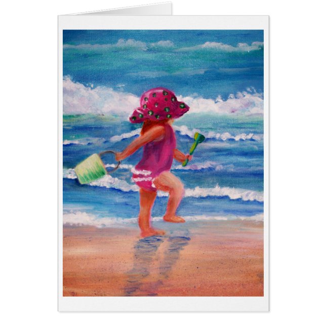 Cartão Menina pelo oceano (Frente)