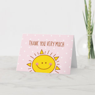 Cartão Menina Pequena Feliz Aniversário Rosa Obrigada