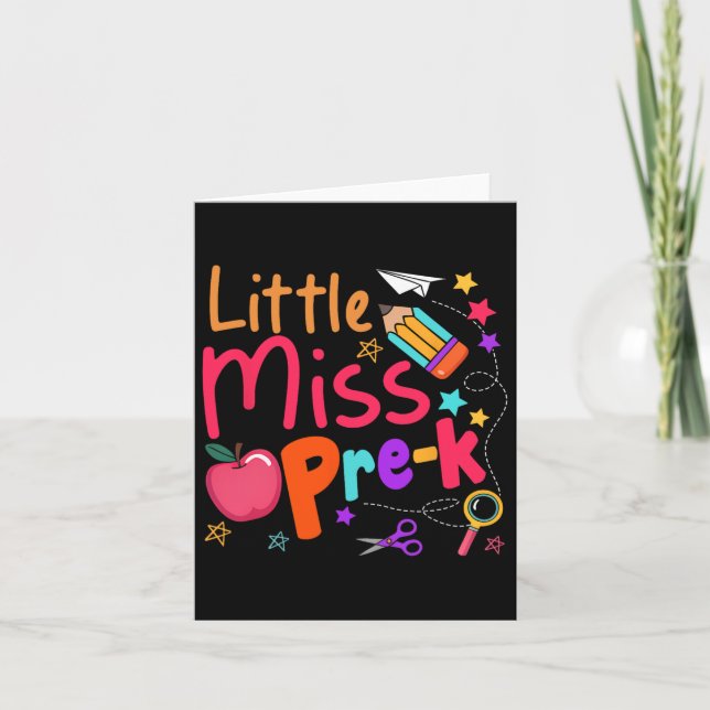 Cartão Menina Pré-k Primeiro Dia Da Escola De Volta A Sch (Frente)