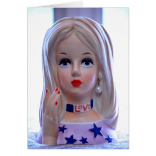 Cartão Menina principal do Hippie do vaso do amor Groovy!