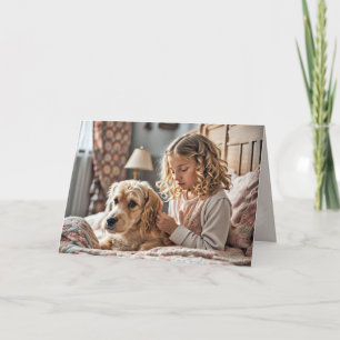 Cartão Menina Rezando Com Cachorro