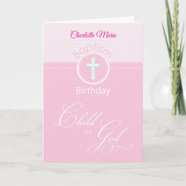 Cartão Menina Rosa, Criança Rosa dos Parabéns do Batismo