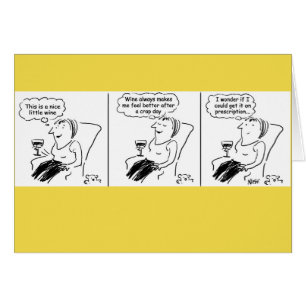 Cartão Menina se pergunta se ela consegue vinho com recei