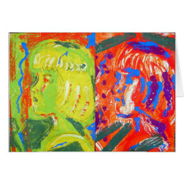 Cartão Menina semi-abstrata impressão de superfície brilh