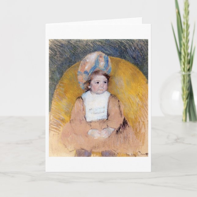 Cartão Menina sentada em uma cadeira amarela, Cassatt (Frente)