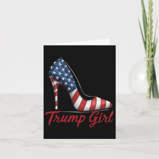 Cartão Menina Trump Saltos Altos Stilettos Bandeira Ameri (Frente)