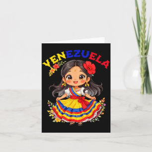 Cartão Menina Venezuelana Bonita Vestido Tradicional Arte