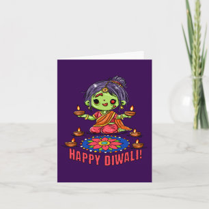 Cartão Menina Zumbi Fofa Comemorando Diwali