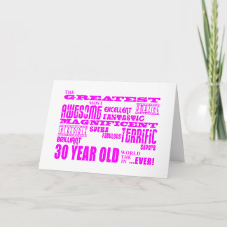 Cartão Meninas aniversário de 30 anos Rosa Maiores De Tri