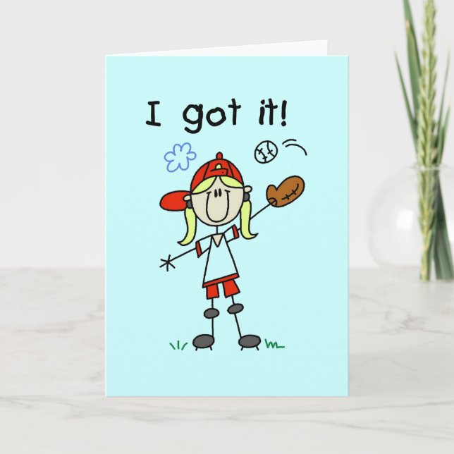 Cartão Meninas Baseball Eu tenho Camisetas e presentes (Frente)