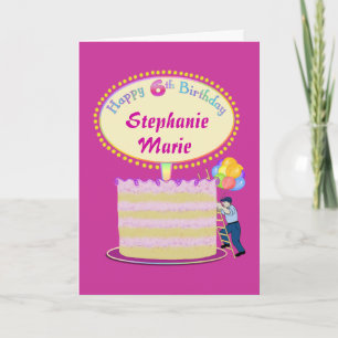 Cartão Meninas Bonitas 6 Aniversário Personalizam-No